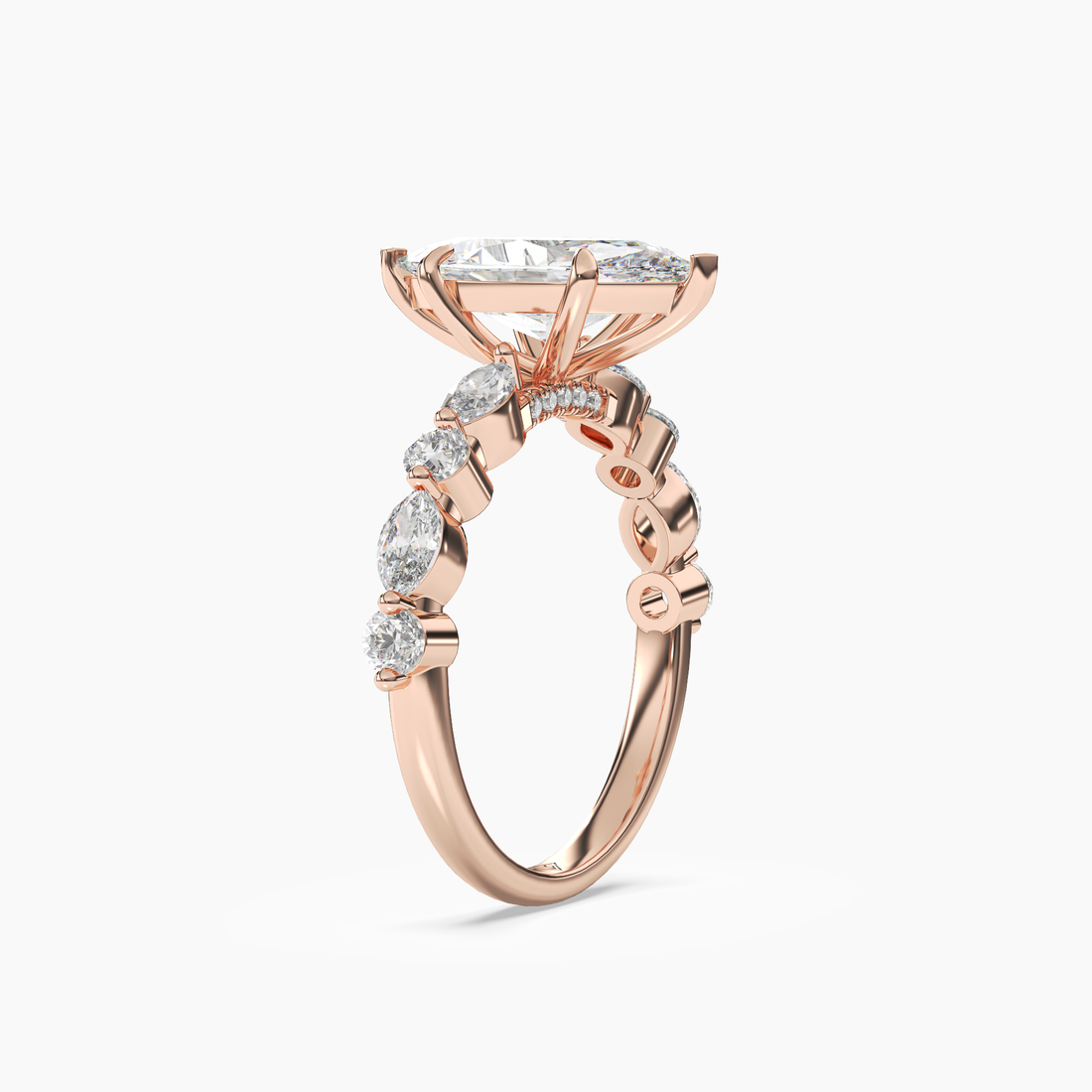 Celeste 5 Carat Marquise Cut Pave Lab Grown Diamond Ring in Silver - View 8