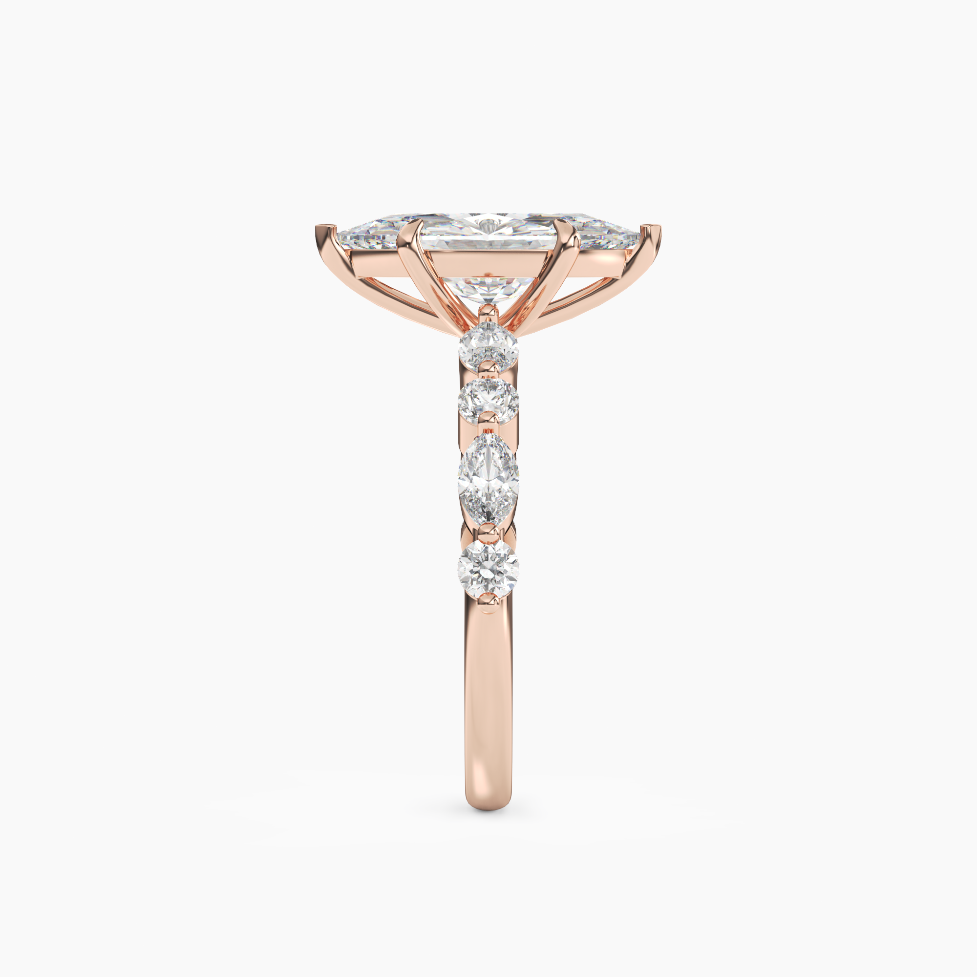 Celeste 3 Carat Marquise Cut Pave Lab Grown Diamond Ring in 18K White Gold - View 9
