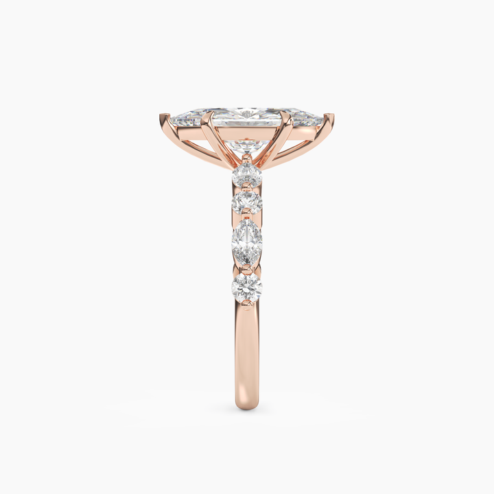 Celeste 5 Carat Marquise Cut Pave Lab Grown Diamond Ring in 14K Yellow Gold - View 9
