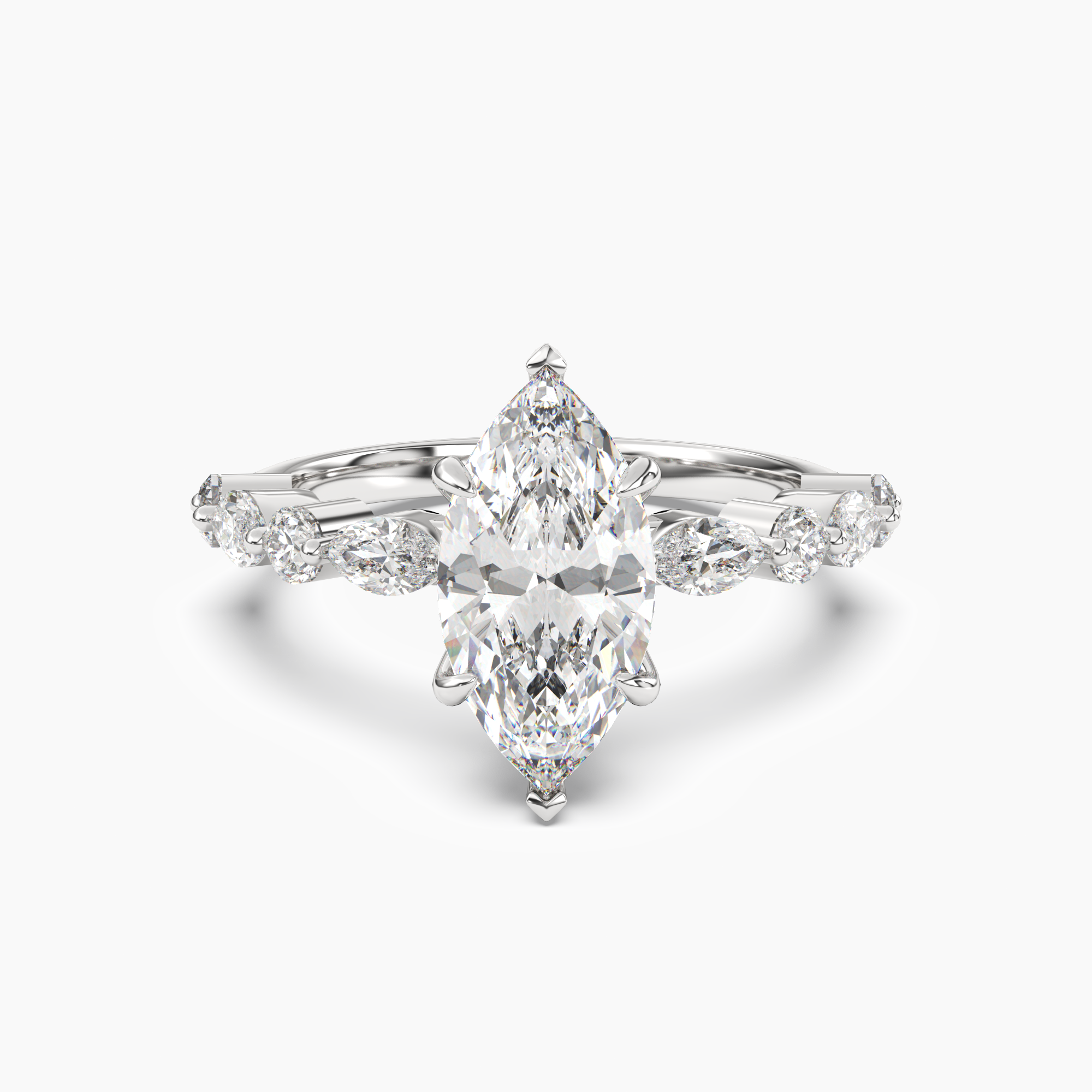 Celeste 2 Carat Marquise Cut Pave Lab Grown Diamond Ring in 14K White Gold