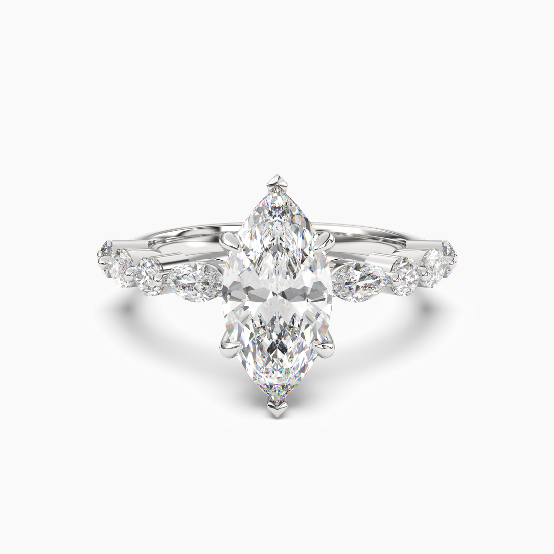 Celeste 5 Carat Marquise Cut Pave Lab Grown Diamond Ring in 14K Yellow Gold - View 4