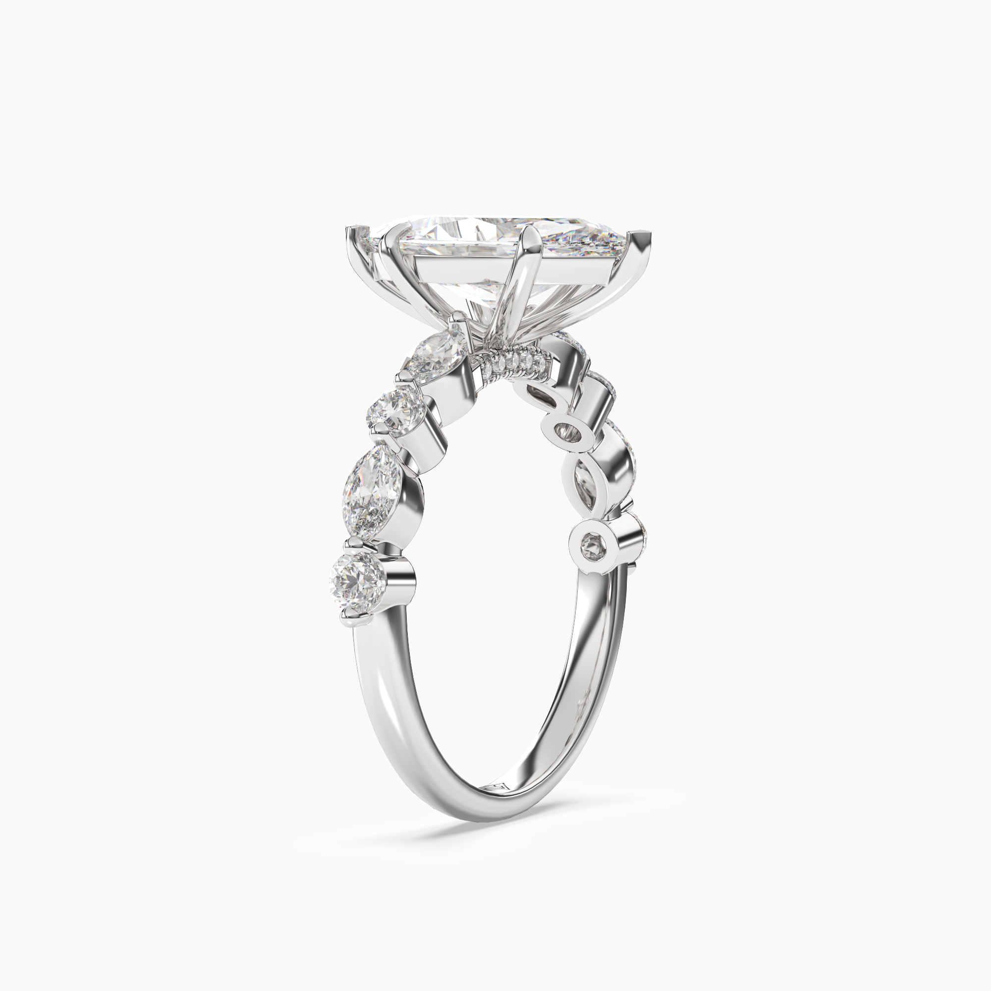Celeste 4.5 Carat Marquise Cut Pave Lab Grown Diamond Ring in 14K Yellow Gold - View 5