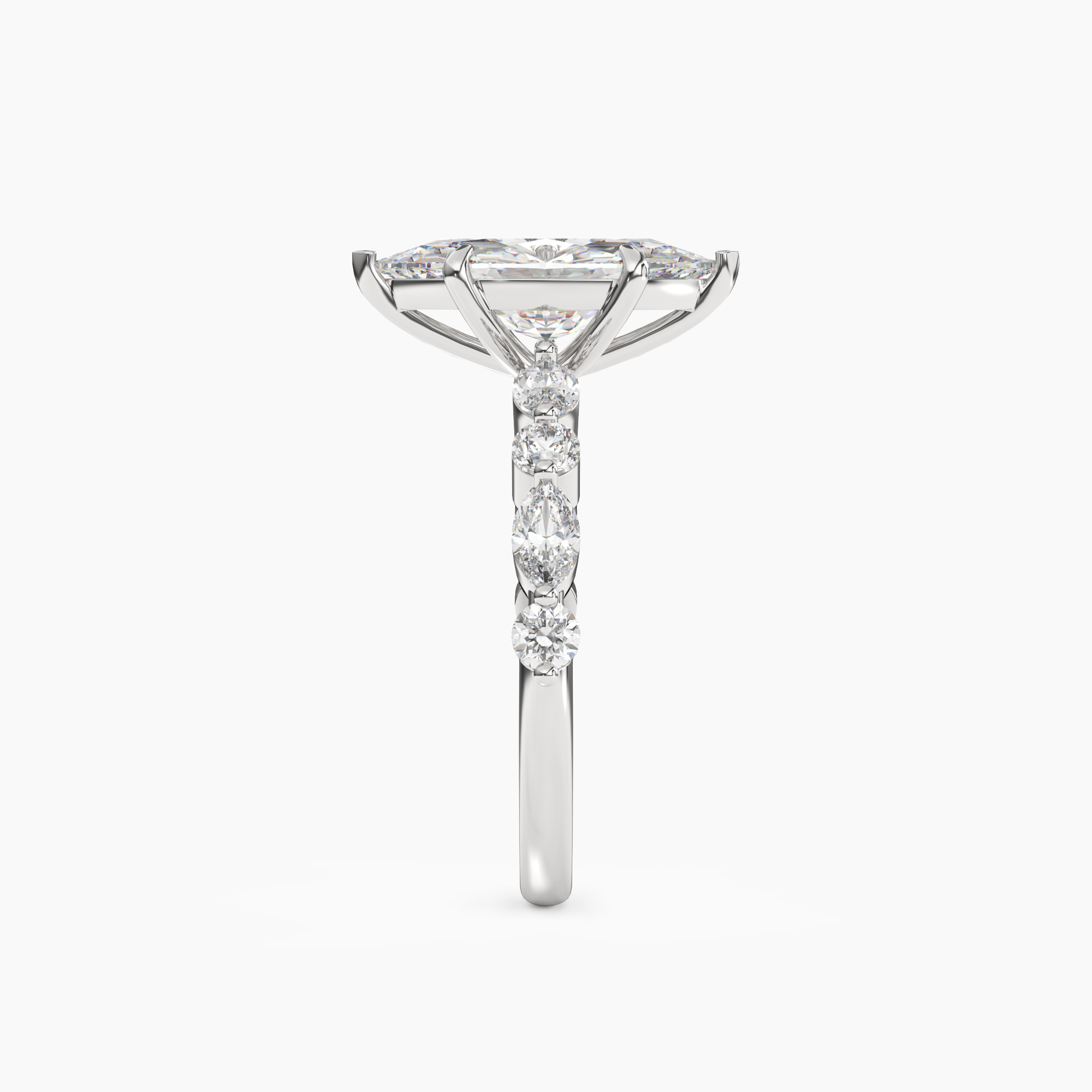 Celeste 1.5 Carat Marquise Cut Pave Lab Grown Diamond Ring in 14K White Gold - View 3