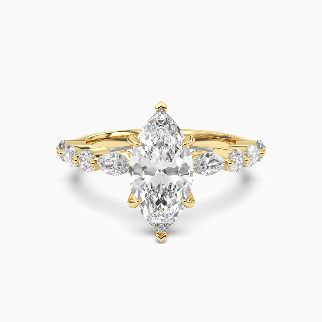 Celeste 5 Carat Marquise Cut Pave Lab Grown Diamond Ring in 14K White Gold - View 4