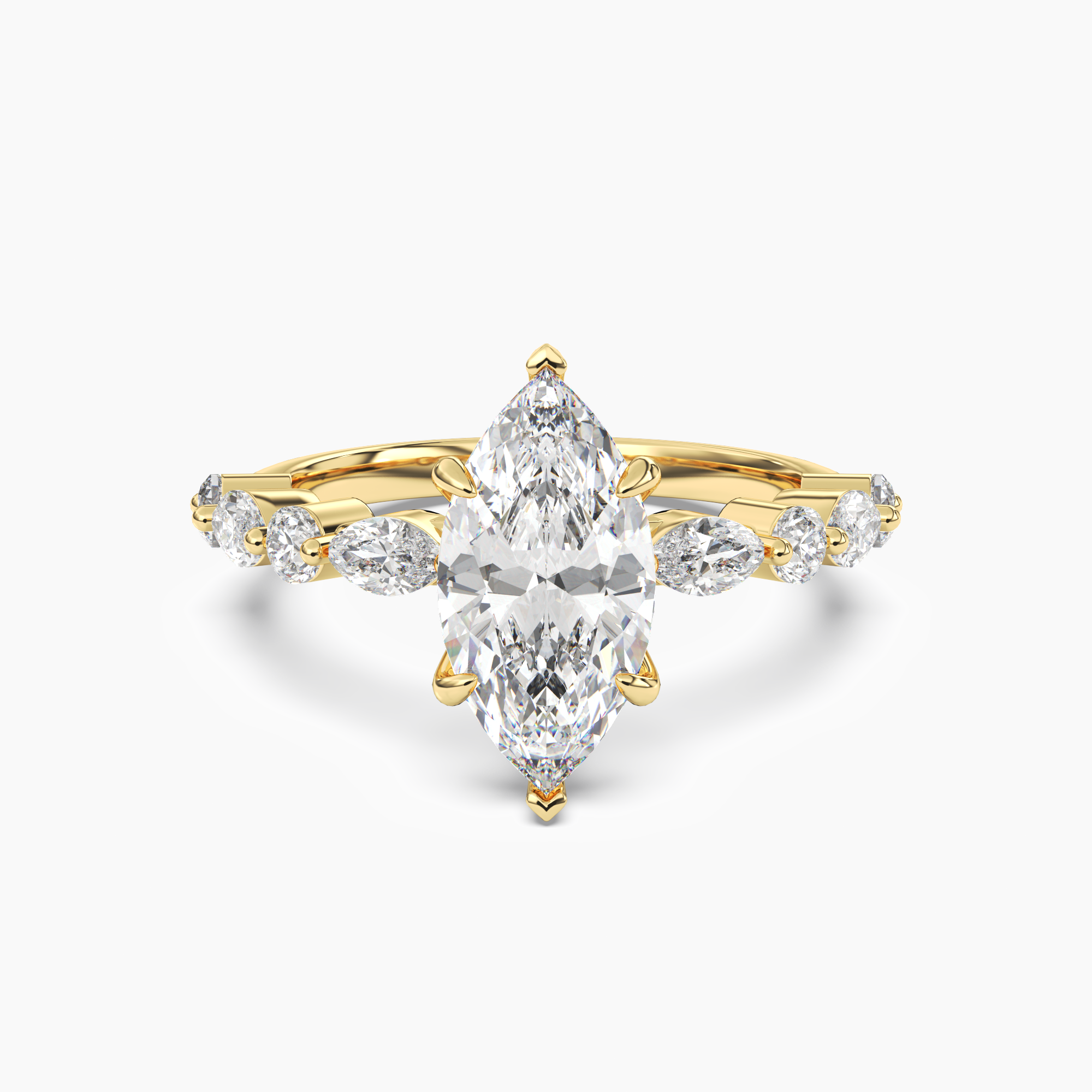 Celeste 1 Carat Marquise Cut Pave Lab Grown Diamond Ring in 18K White Gold - View 4