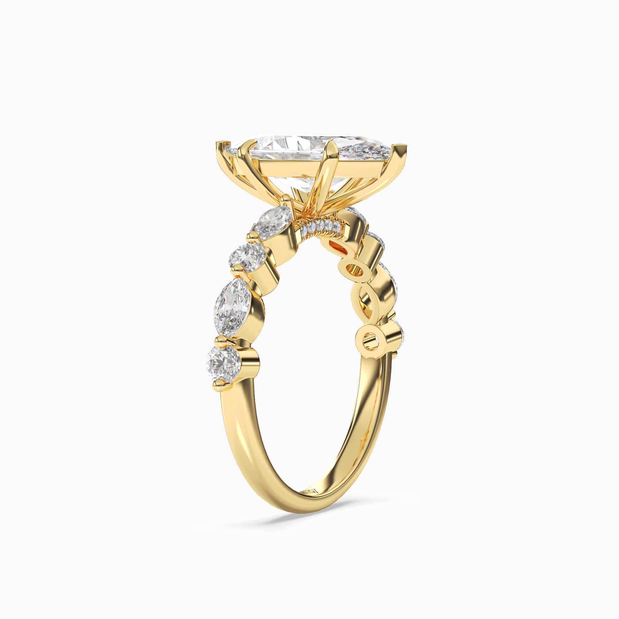 Celeste 5 Carat Marquise Cut Pave Lab Grown Diamond Ring in 10K White Gold - View 5