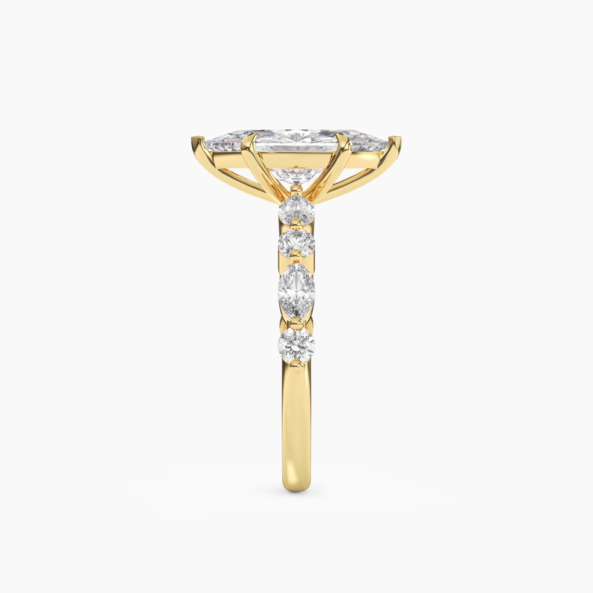 Celeste 4 Carat Marquise Cut Pave Lab Grown Diamond Ring in 14K White Gold - View 6