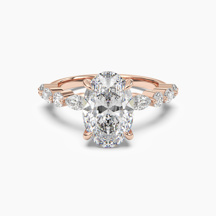 Celeste 5 Carat Oval Cut Pave Lab Grown Diamond Ring in 14K Rose Gold