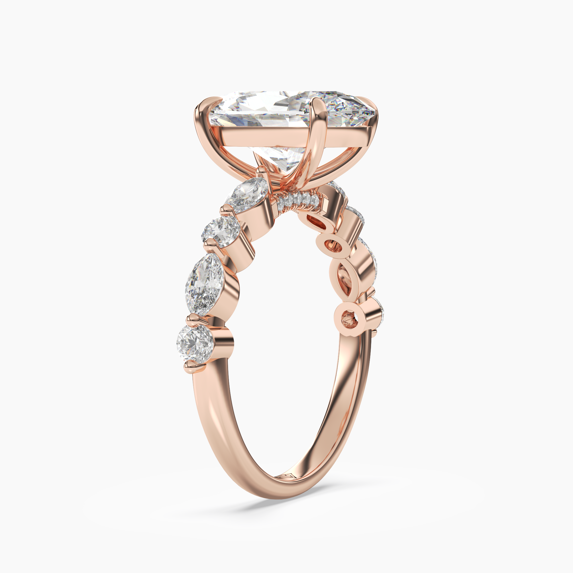 Celeste 1 Carat Oval Cut Pave Lab Grown Diamond Ring in 10K Yellow Gold - View 8