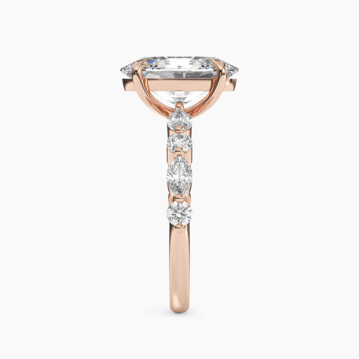 Celeste 4 Carat Oval Cut Pave Lab Grown Diamond Ring in Silver - View 9