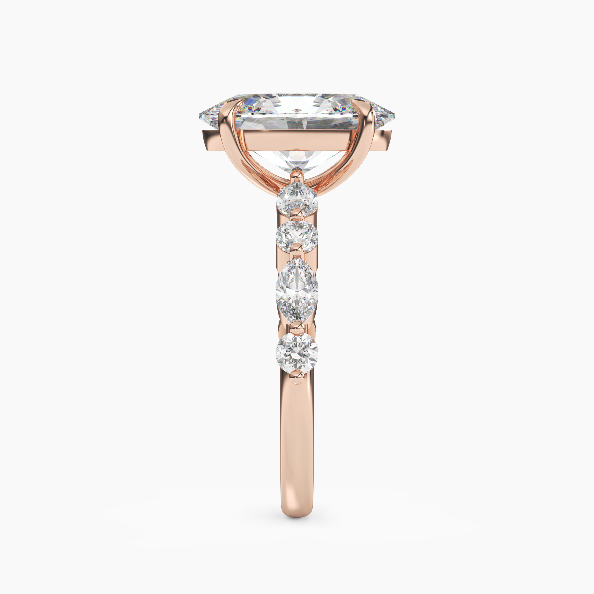 Celeste 3.5 Carat Oval Cut Pave Lab Grown Diamond Ring in Silver - View 9