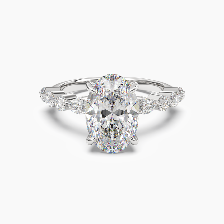 Celeste 3.5 Carat Oval Cut Pave Lab Grown Diamond Ring in Silver