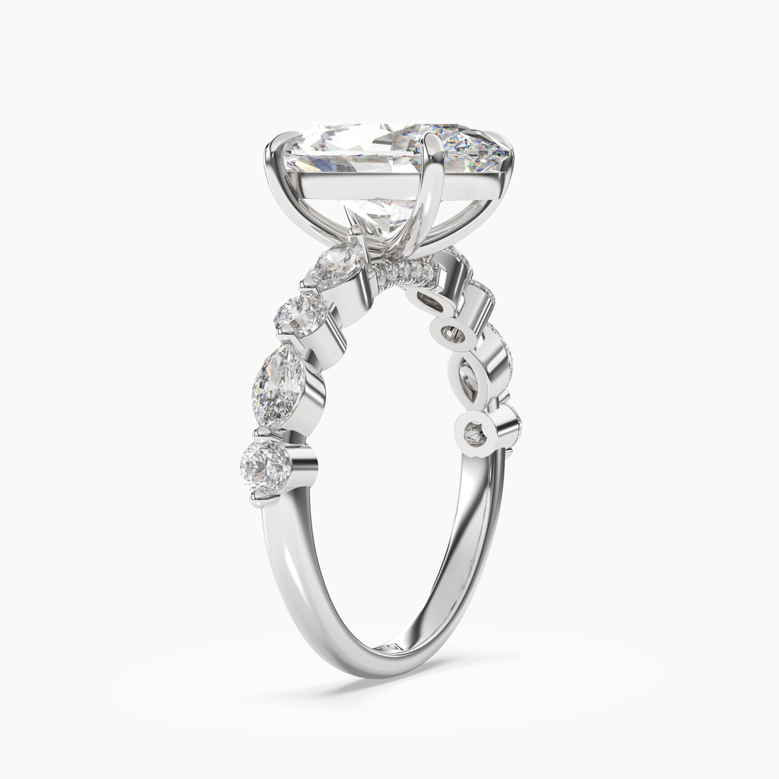 Celeste 3 Carat Oval Cut Pave Lab Grown Diamond Ring in Platinum - View 2