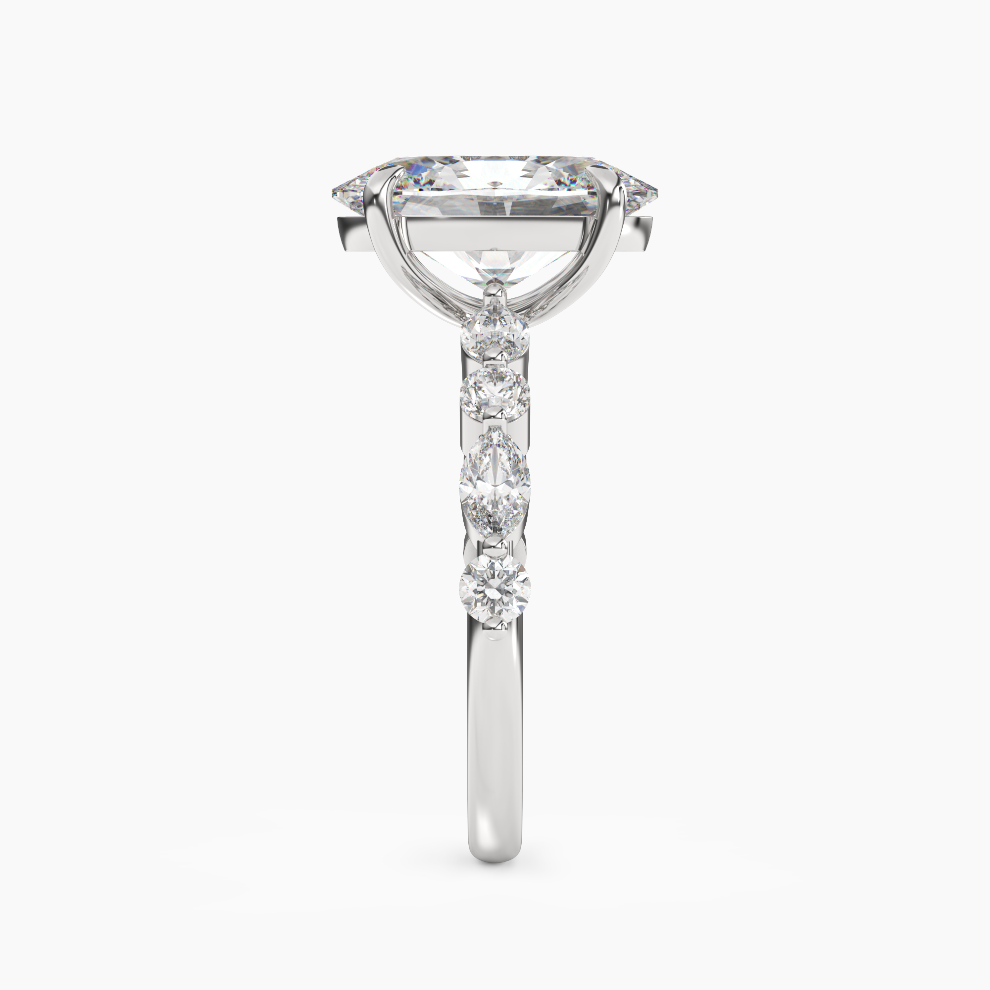 Celeste 3.5 Carat Oval Cut Pave Lab Grown Diamond Ring in 18K White Gold - View 3