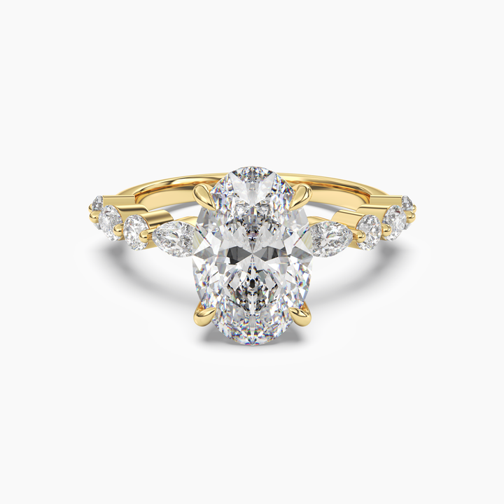 Celeste 5 Carat Oval Cut Pave Lab Grown Diamond Ring in 14K Yellow Gold