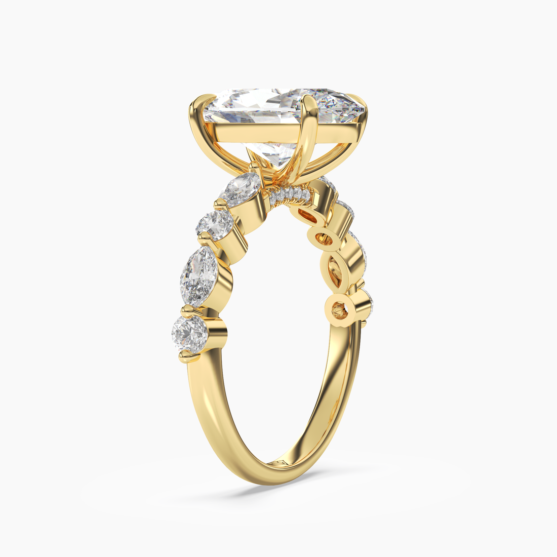 Celeste 3 Carat Oval Cut Pave Lab Grown Diamond Ring in 14K Yellow Gold - View 2