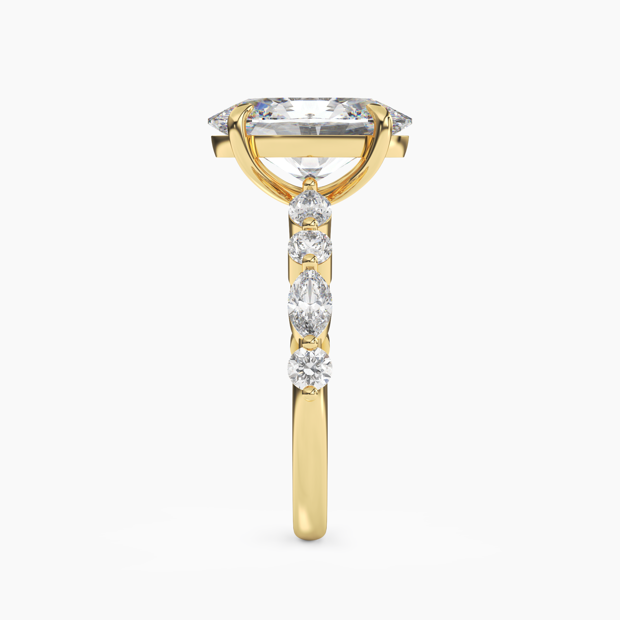 Celeste 3 Carat Oval Cut Pave Lab Grown Diamond Ring in 14K Yellow Gold - View 3
