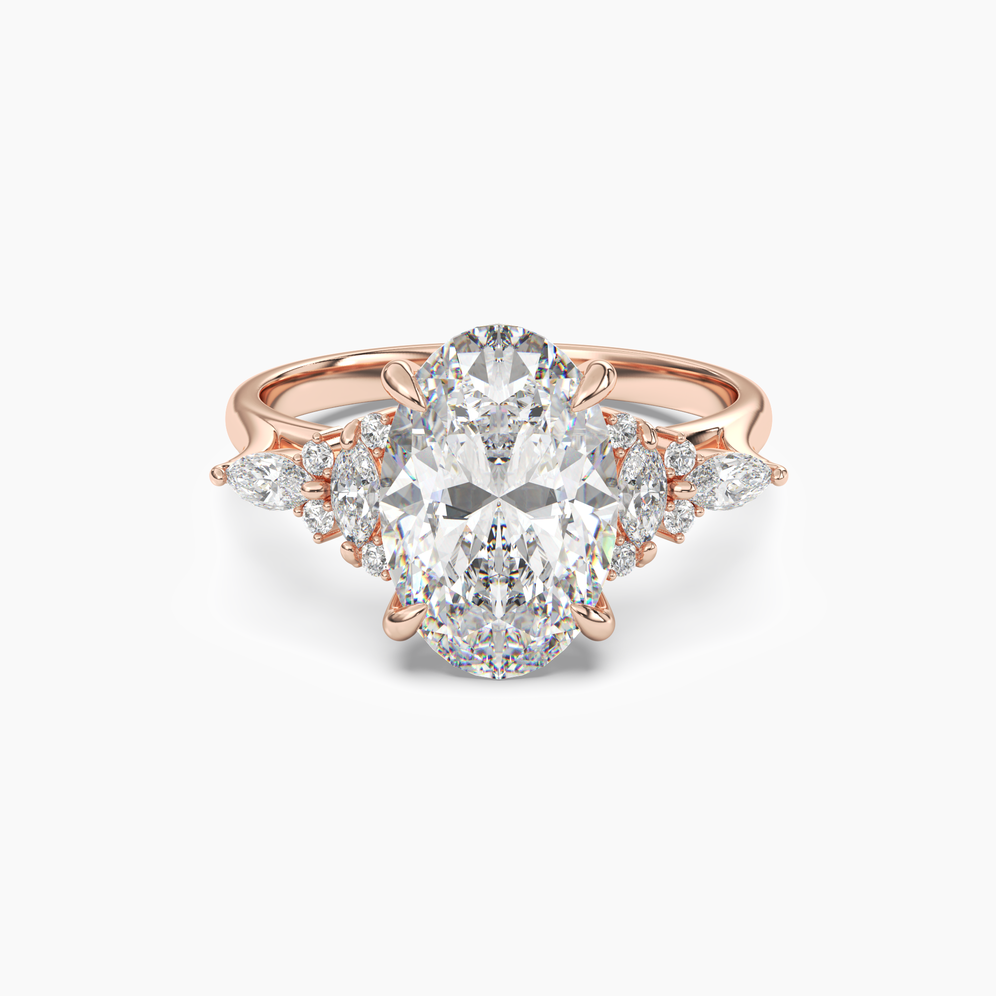 Celia 2.5 Carat Oval Cut Pave Lab Grown Diamond Ring in Platinum - View 7