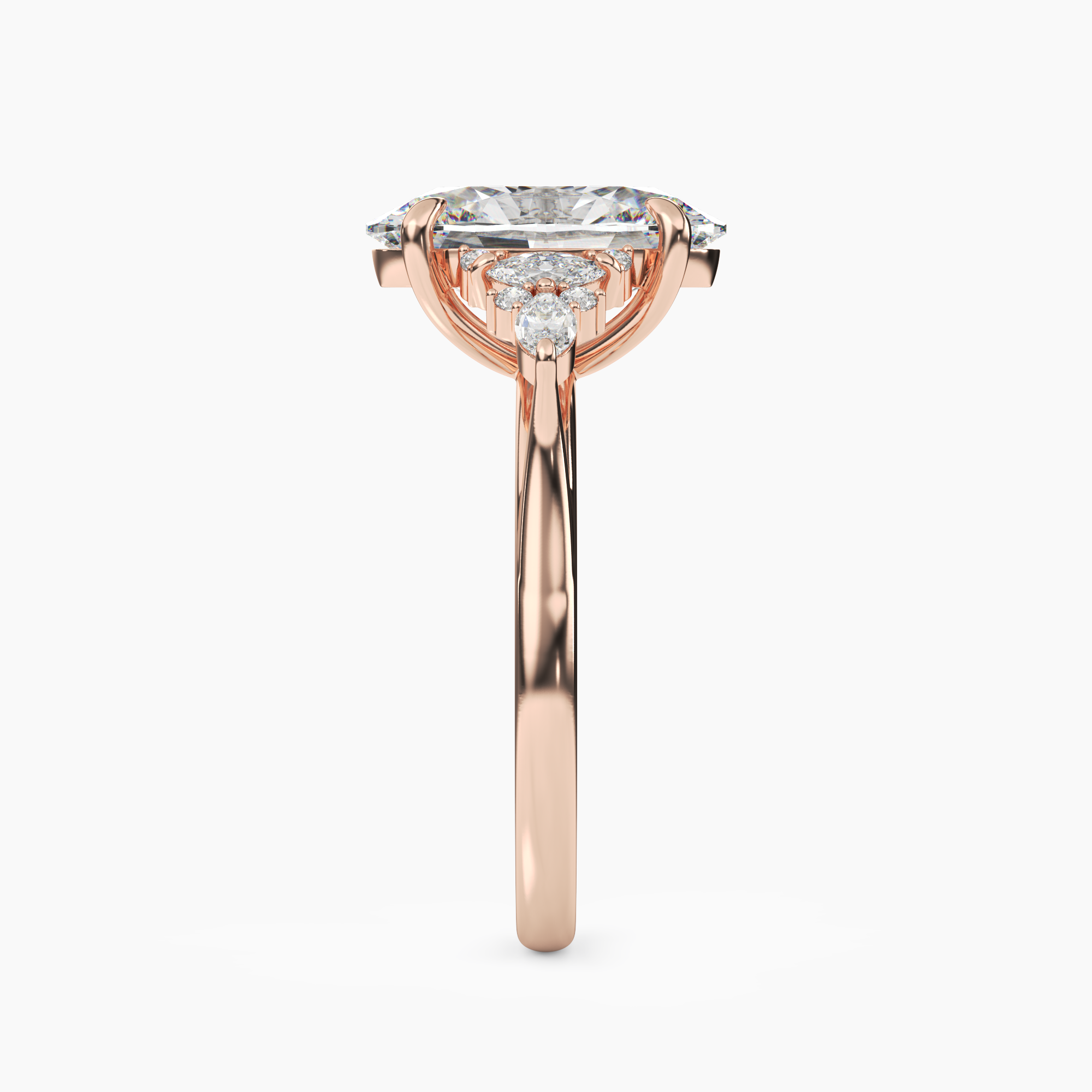 Celia 2.5 Carat Oval Cut Pave Lab Grown Diamond Ring in 14K Yellow Gold - View 9