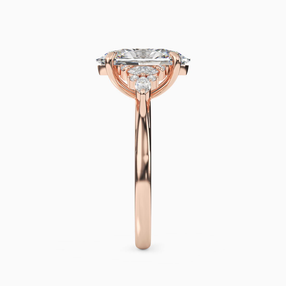 Celia 3 Carat Oval Cut Pave Lab Grown Diamond Ring in 10K Rose Gold - View 3