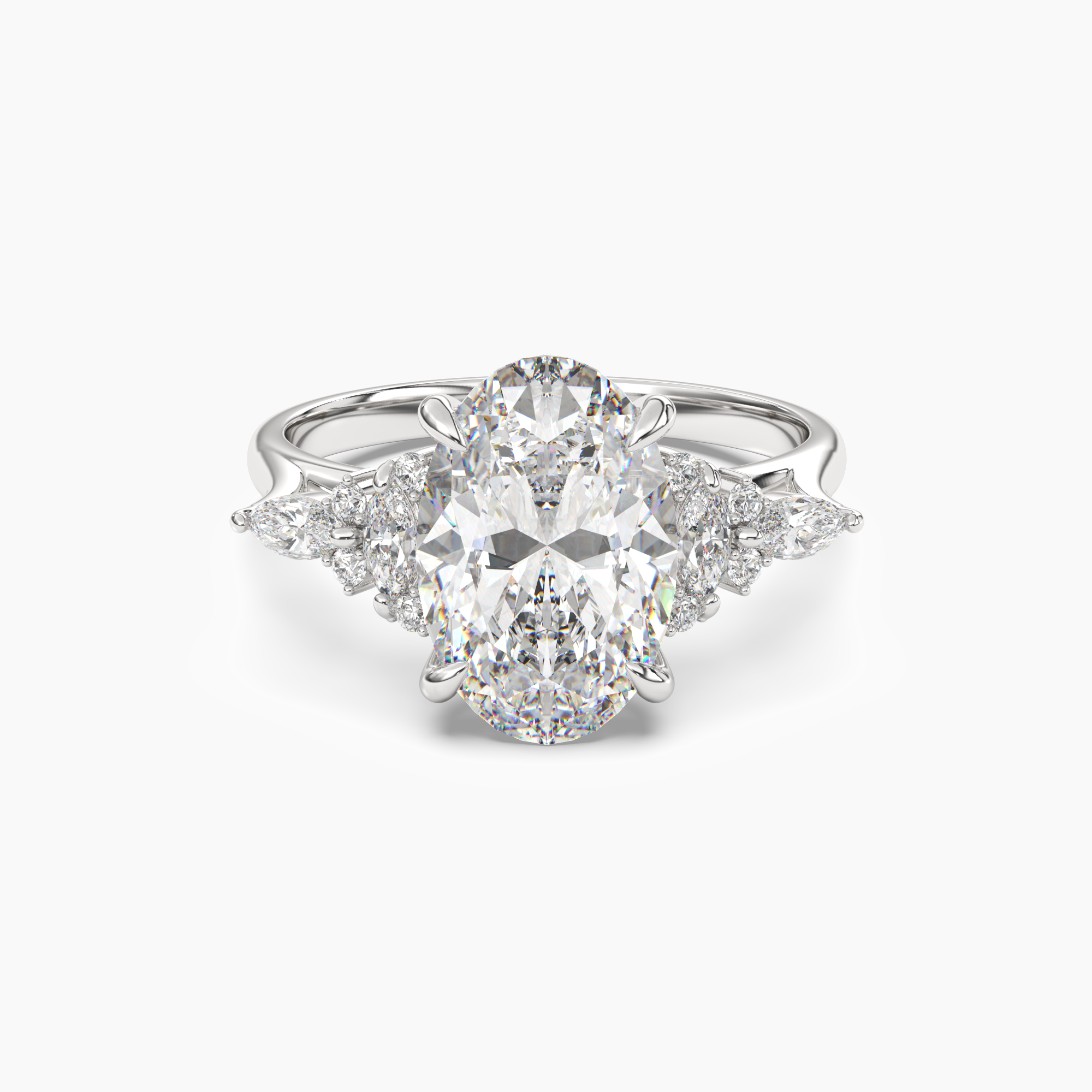 Celia 3 Carat Oval Cut Pave Lab Grown Diamond Ring in 14K Yellow Gold - View 4