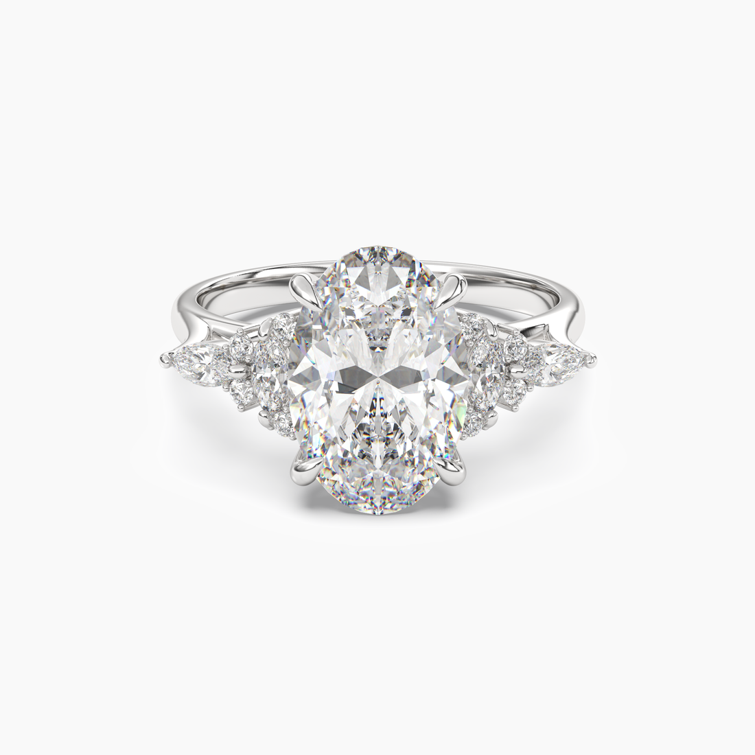 Celia 3 Carat Oval Cut Pave Lab Grown Diamond Ring in 18K Yellow Gold - View 4