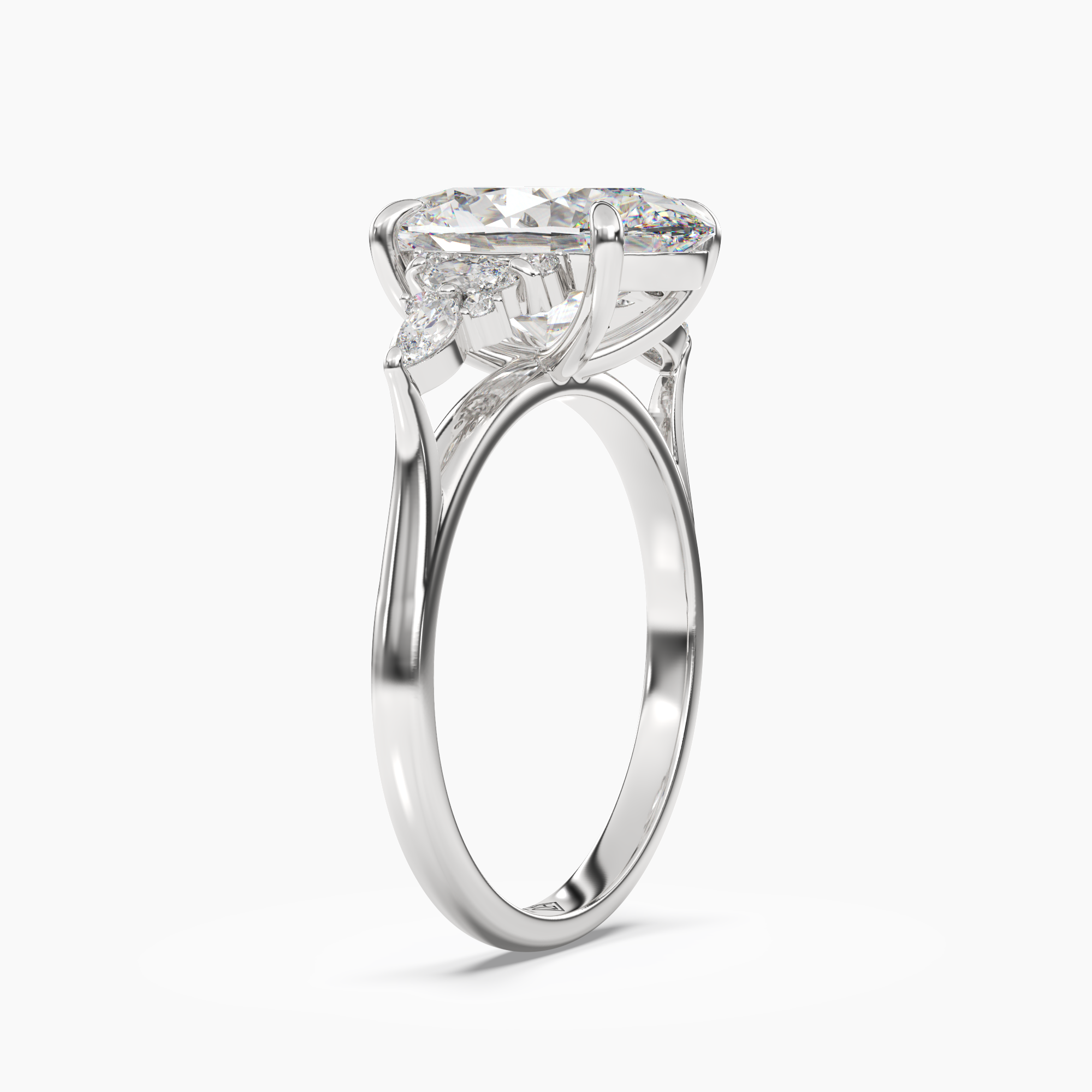 Celia 3.5 Carat Oval Cut Pave Lab Grown Diamond Ring in 10K White Gold - View 2