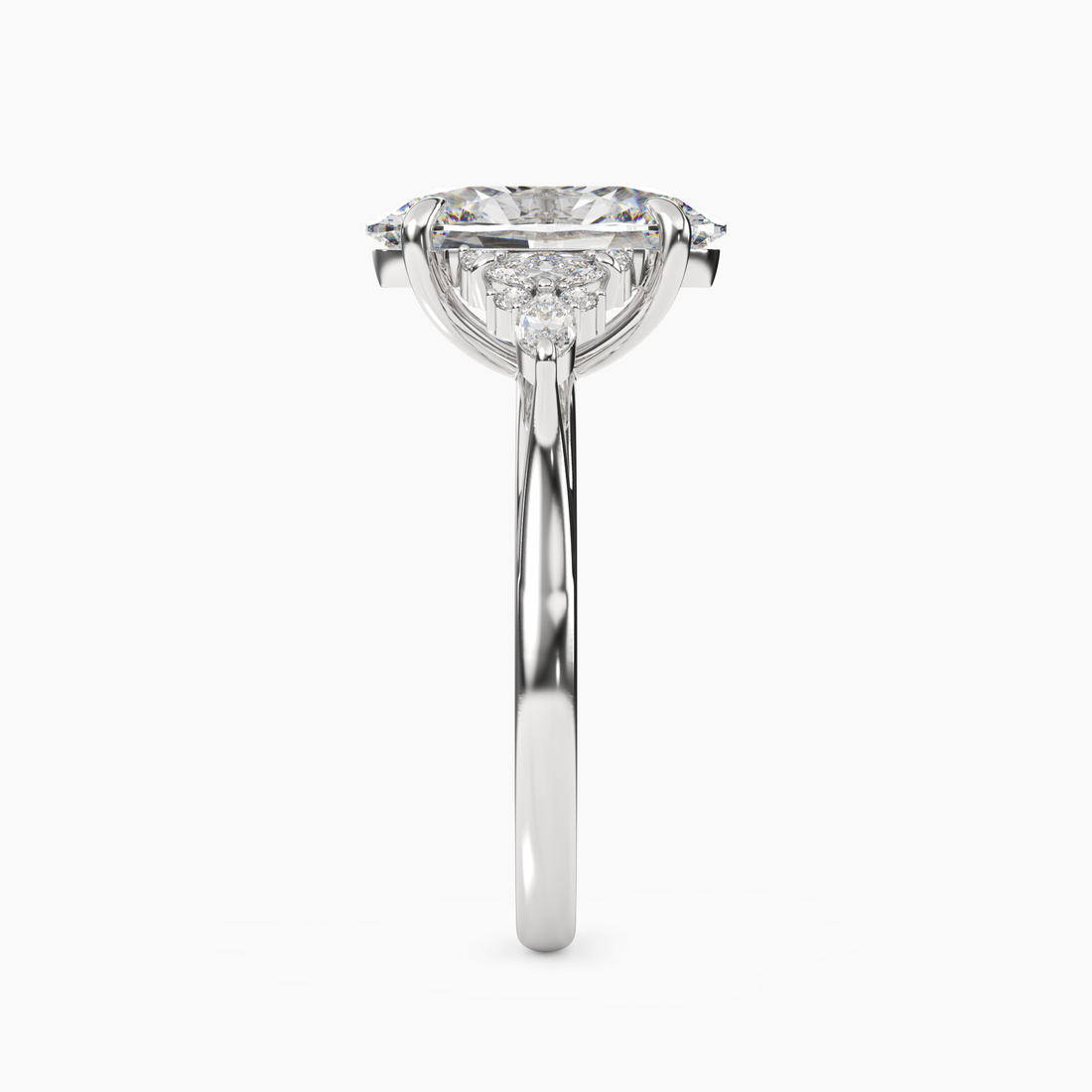 Celia 3 Carat Oval Cut Pave Lab Grown Diamond Ring in 14K Yellow Gold - View 6