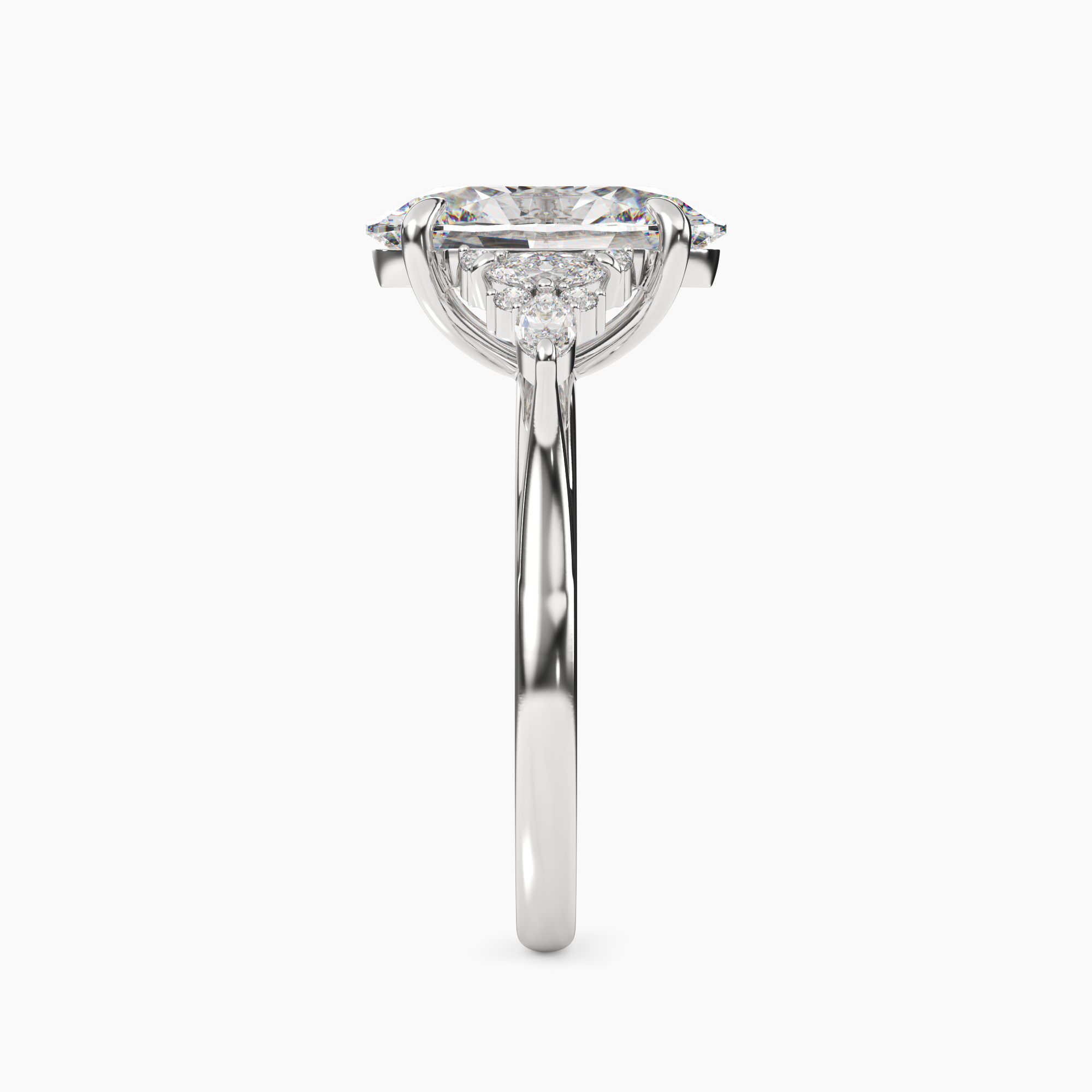 Celia 4 Carat Oval Cut Pave Lab Grown Diamond Ring in 14K Yellow Gold - View 6