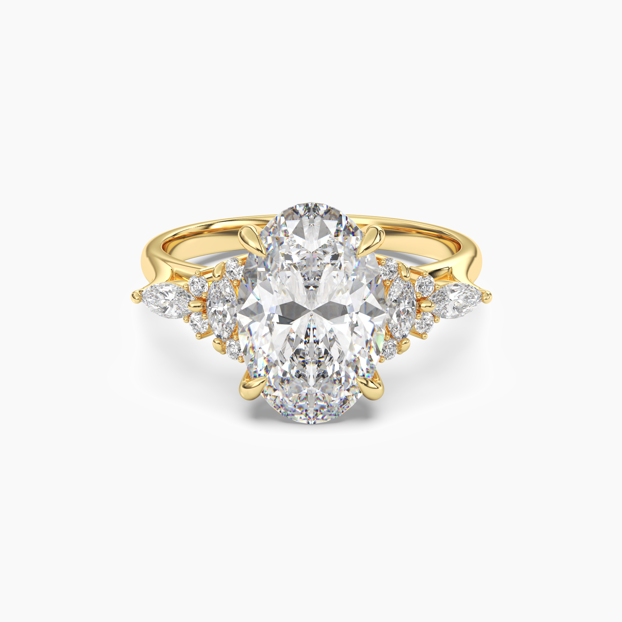 Celia 5 Carat Oval Cut Pave Lab Grown Diamond Ring in 14K Rose Gold - View 7