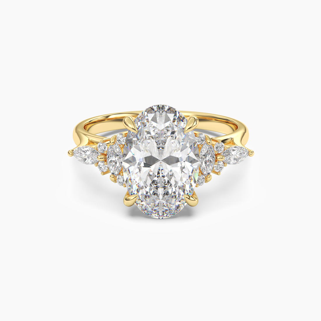Celia 3 Carat Oval Cut Pave Lab Grown Diamond Ring in 14K Yellow Gold