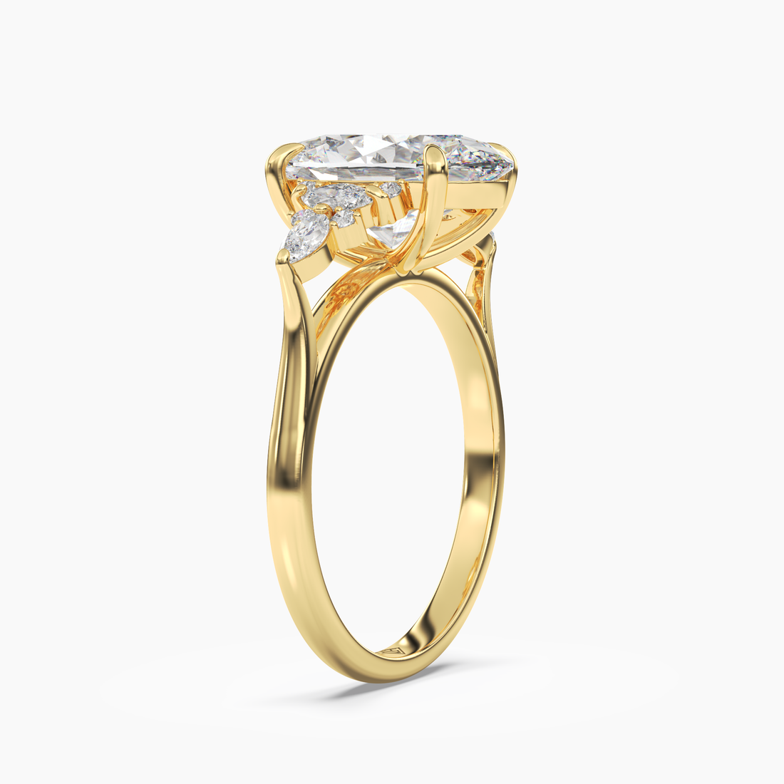 Celia 1 Carat Oval Cut Pave Lab Grown Diamond Ring in 14K Yellow Gold - View 2
