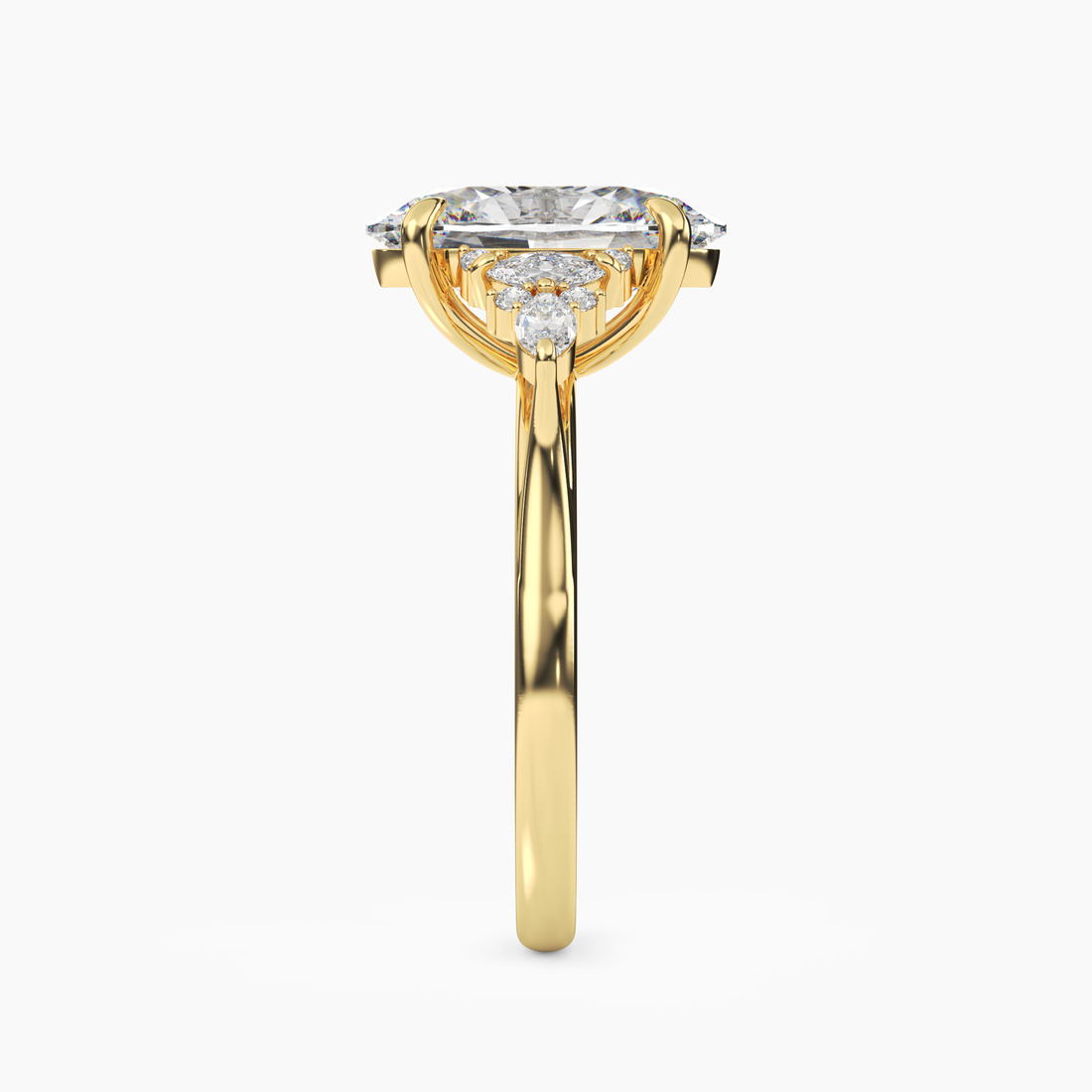 Celia 3 Carat Oval Cut Pave Lab Grown Diamond Ring in 14K Yellow Gold - View 3