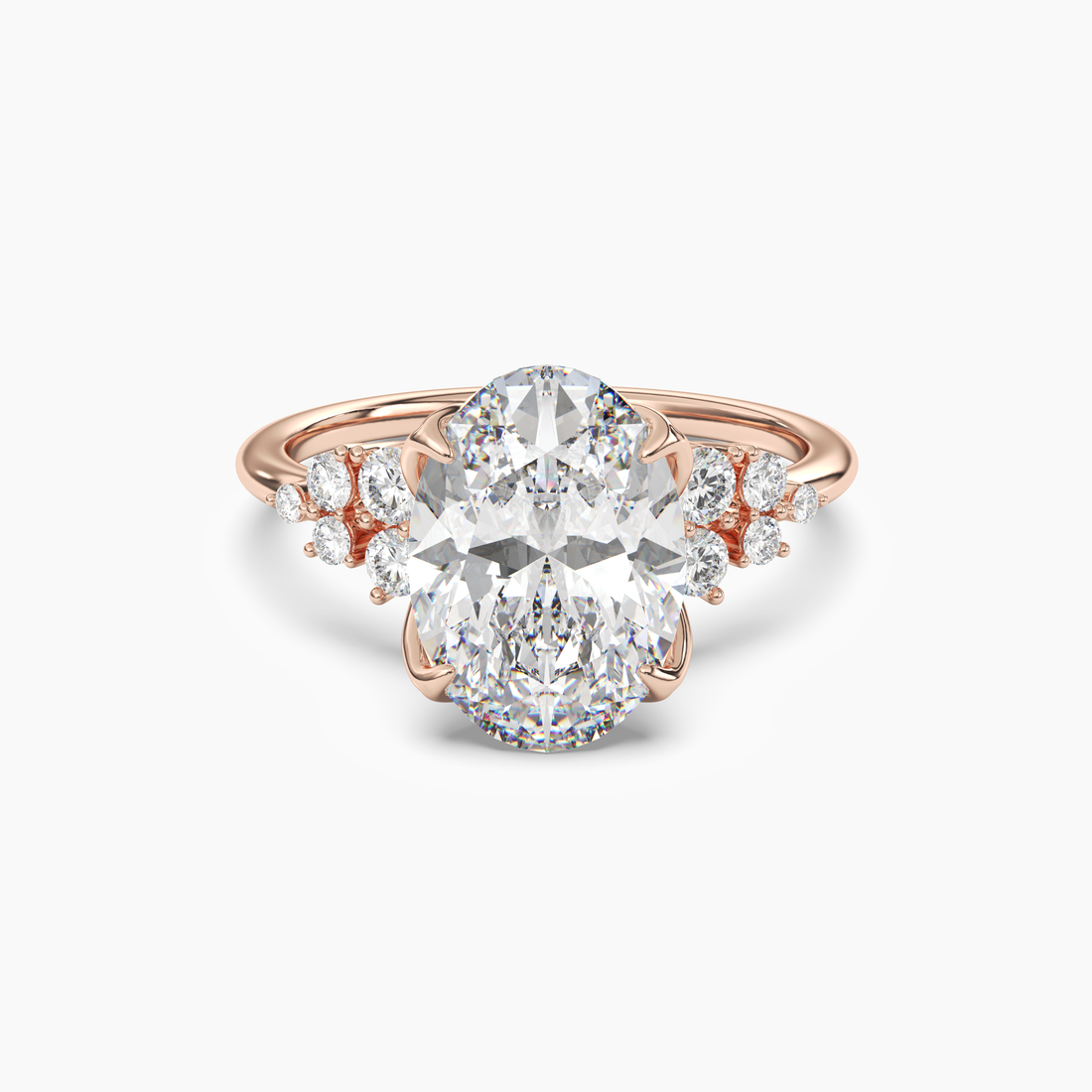 Fiona 4 Carat Oval Cut Pave Lab Grown Diamond Ring in 14K Yellow Gold - View 7