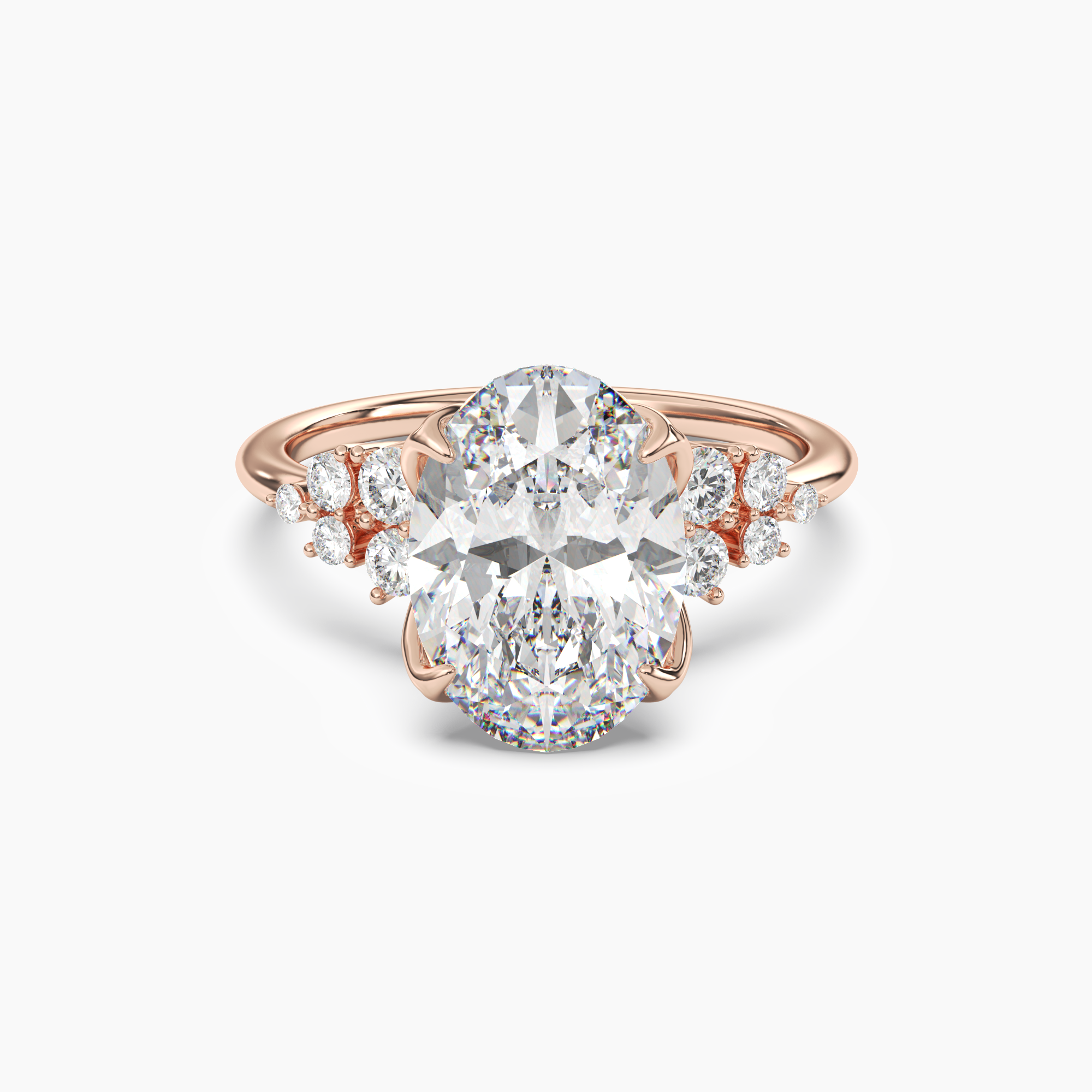 Fiona 4 Carat Oval Cut Pave Lab Grown Diamond Ring in Silver - View 7