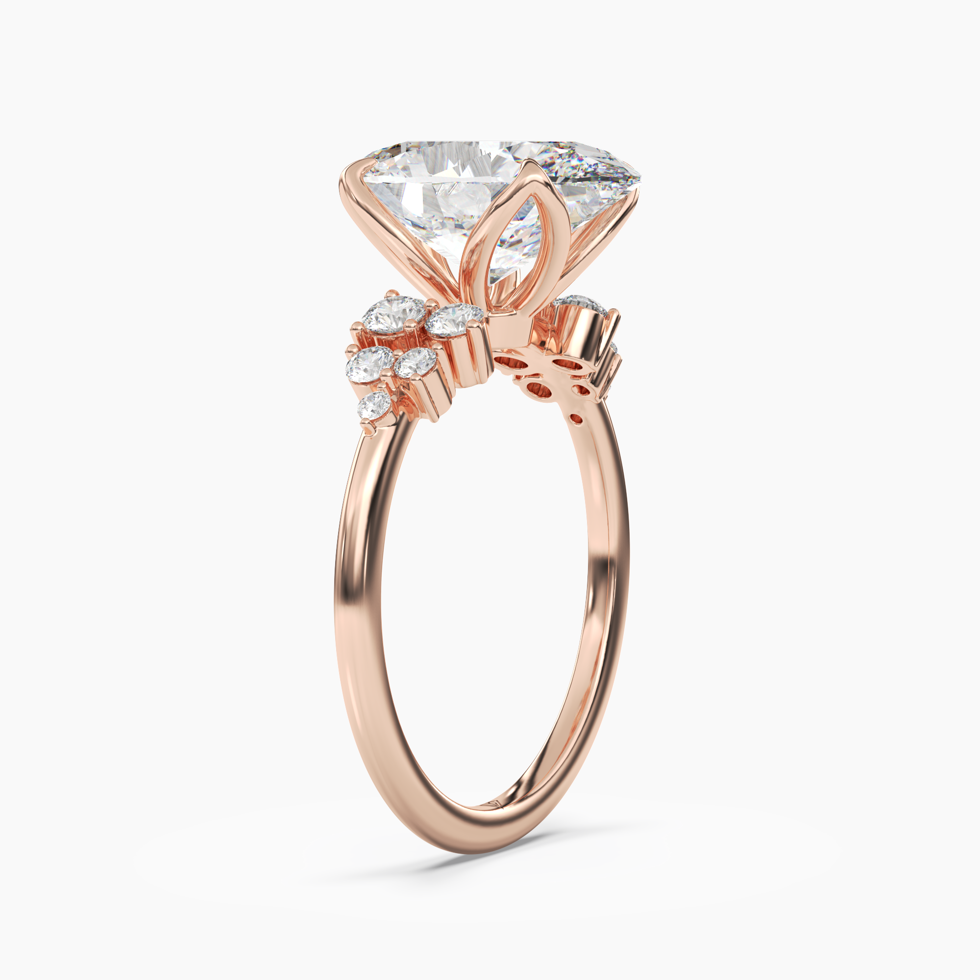 Fiona 5 Carat Oval Cut Pave Lab Grown Diamond Ring in 14K Yellow Gold - View 8