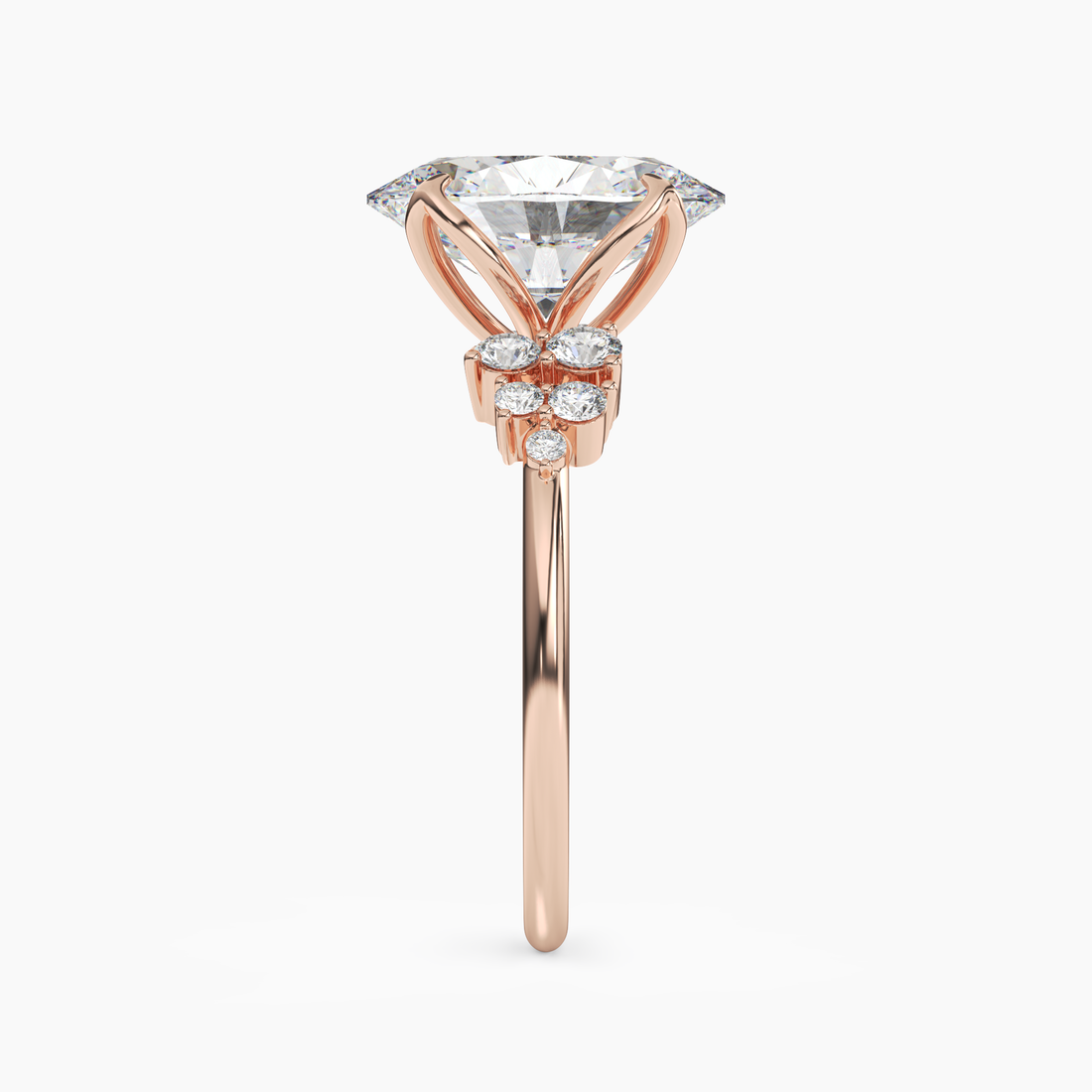 Fiona 2 Carat Oval Cut Pave Lab Grown Diamond Ring in 10K Rose Gold - View 3