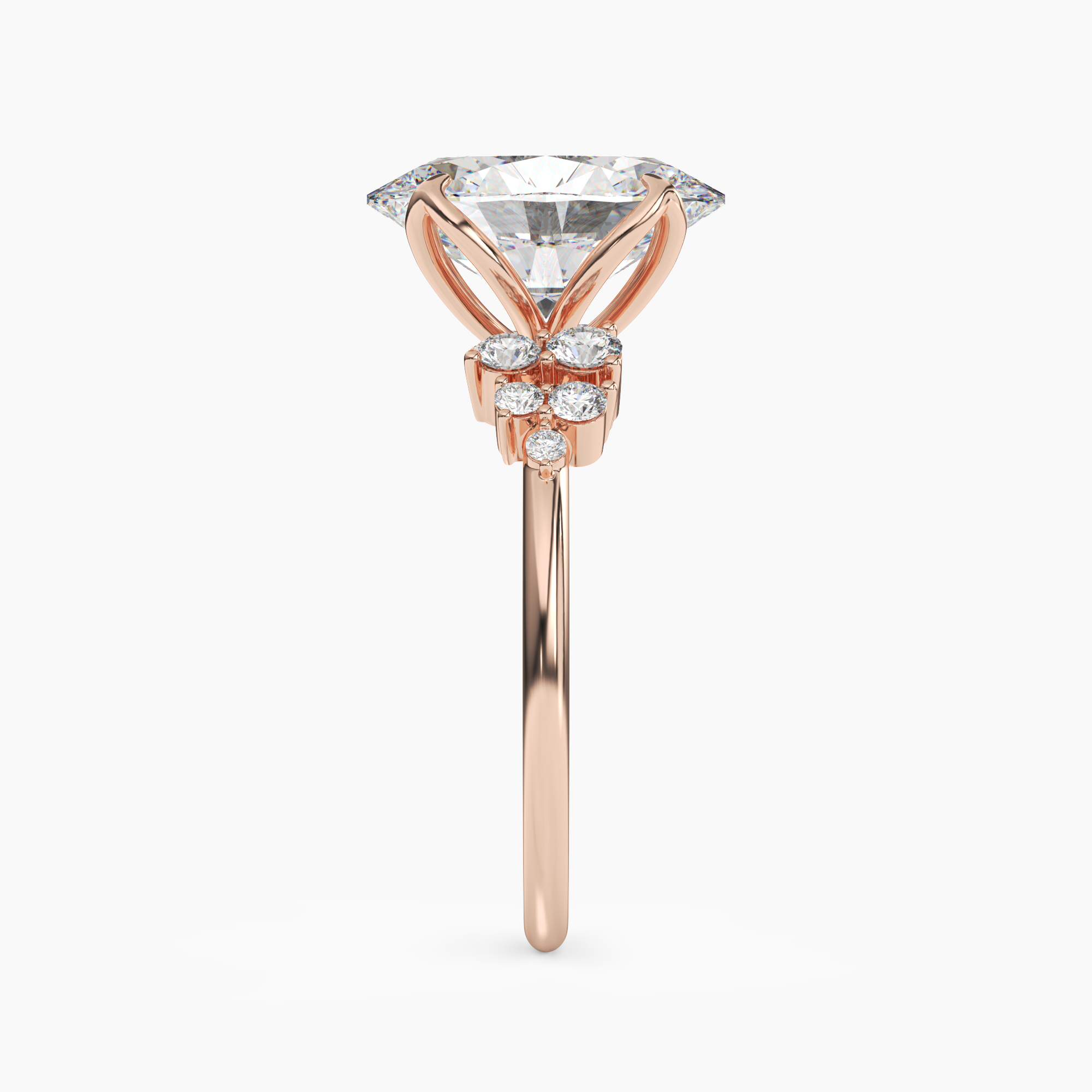 Fiona 5 Carat Oval Cut Pave Lab Grown Diamond Ring in 14K Yellow Gold - View 9