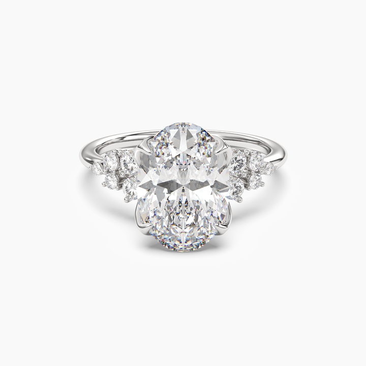 Fiona 5 Carat Oval Cut Pave Lab Grown Diamond Ring in 14K White Gold