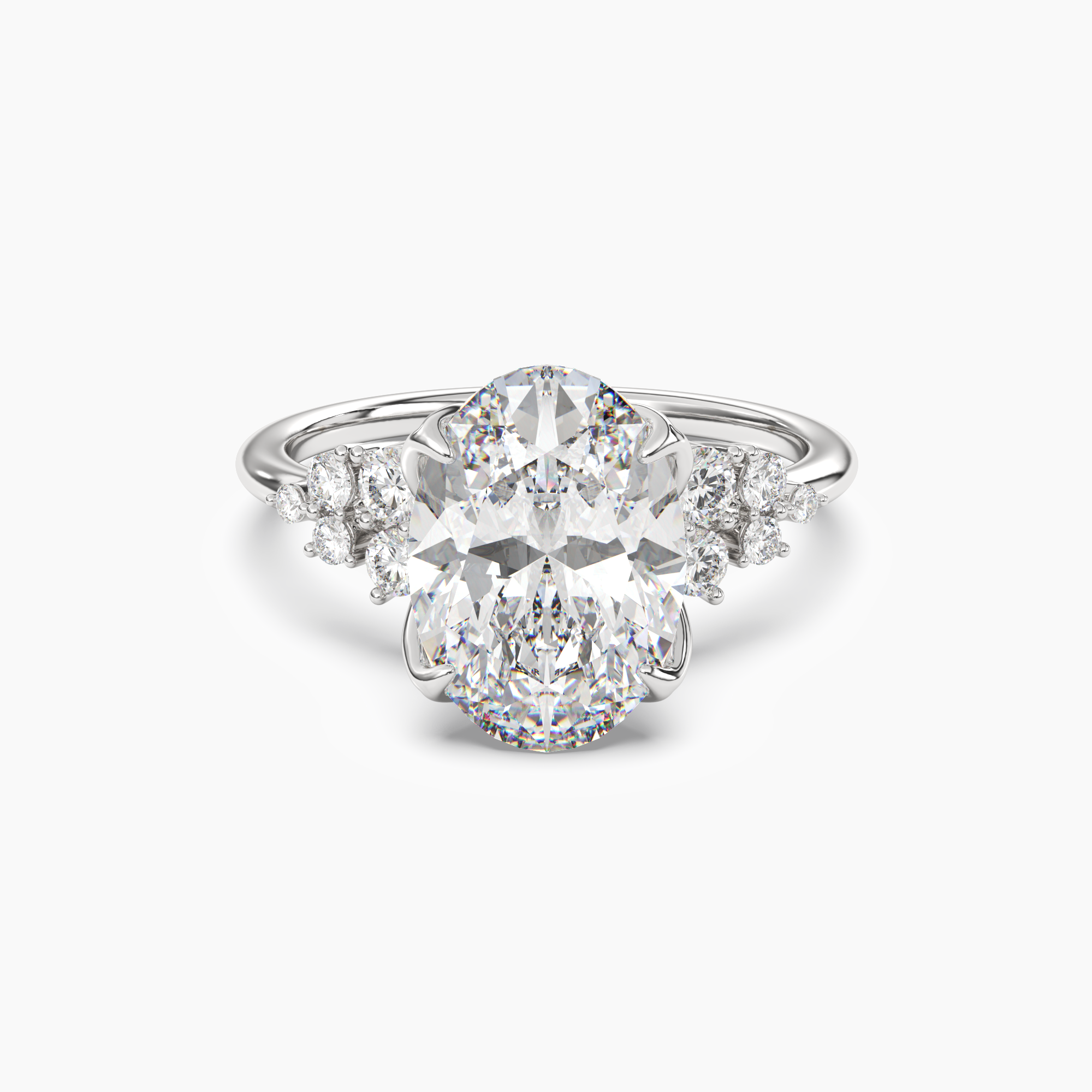 Fiona 2 Carat Oval Cut Pave Lab Grown Diamond Ring in 18K Yellow Gold - View 4