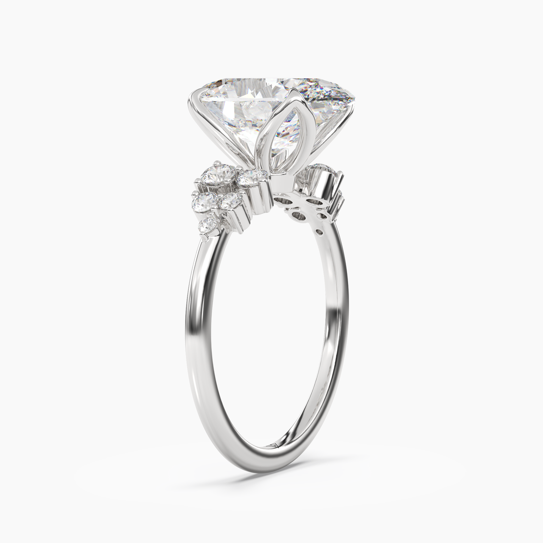 Fiona 2.5 Carat Oval Cut Pave Lab Grown Diamond Ring in 18K White Gold - View 2