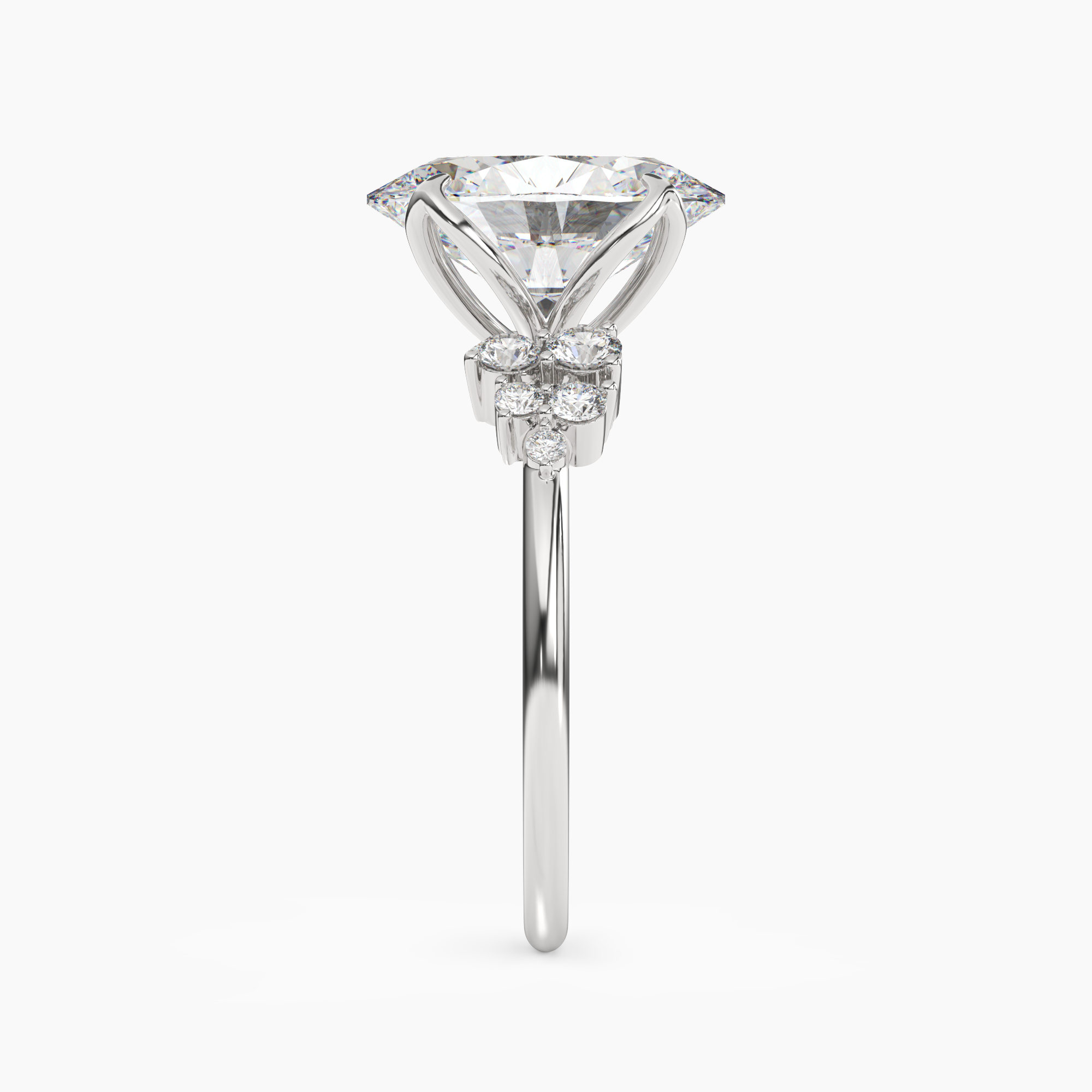 Fiona 5 Carat Oval Cut Pave Lab Grown Diamond Ring in 14K White Gold - View 3