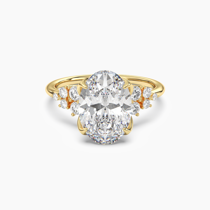 Fiona 5 Carat Oval Cut Pave Lab Grown Diamond Ring in 14K Yellow Gold