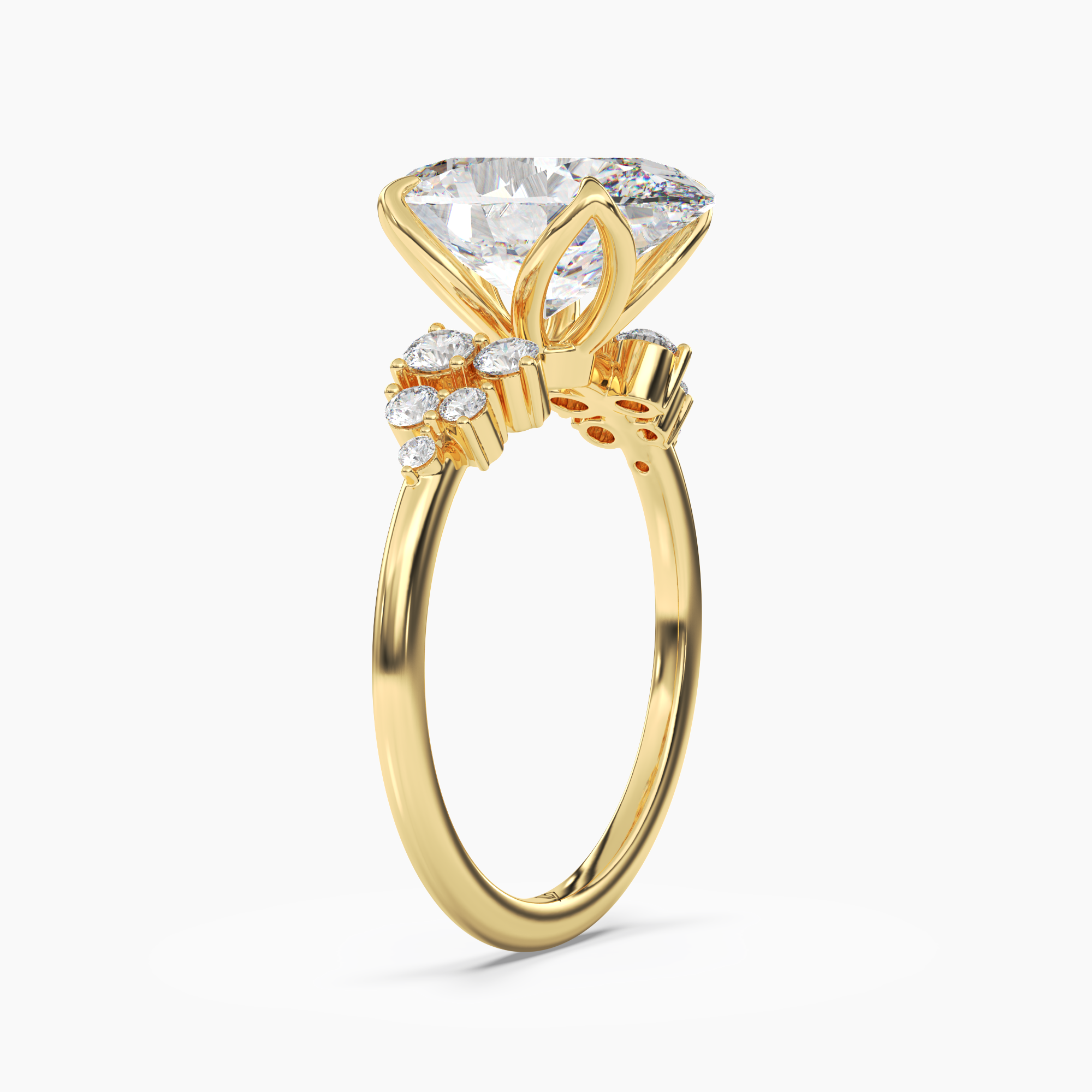 Fiona 3 Carat Oval Cut Pave Lab Grown Diamond Ring in 18K Yellow Gold - View 2