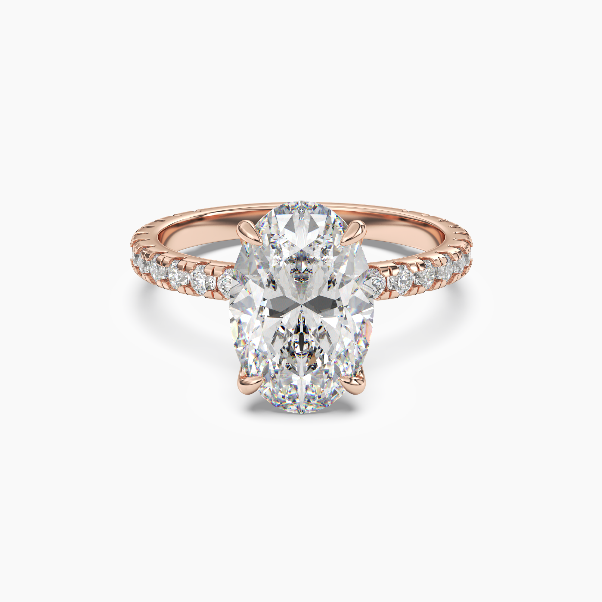 Daisy 4.5 Carat Oval Cut Pave Lab Grown Diamond Ring in 18K Yellow Gold - View 7
