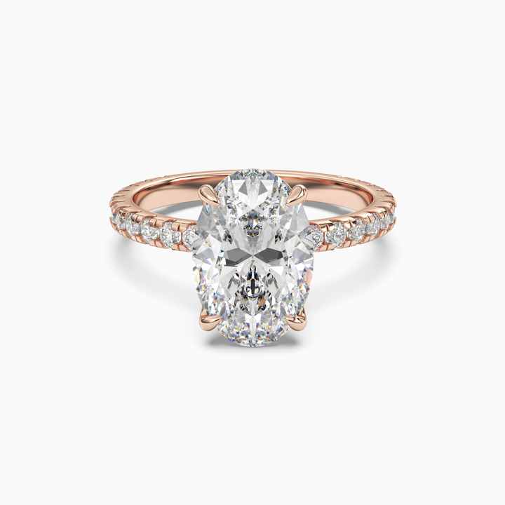 Daisy 5 Carat Oval Cut Pave Lab Grown Diamond Ring in 14K Rose Gold