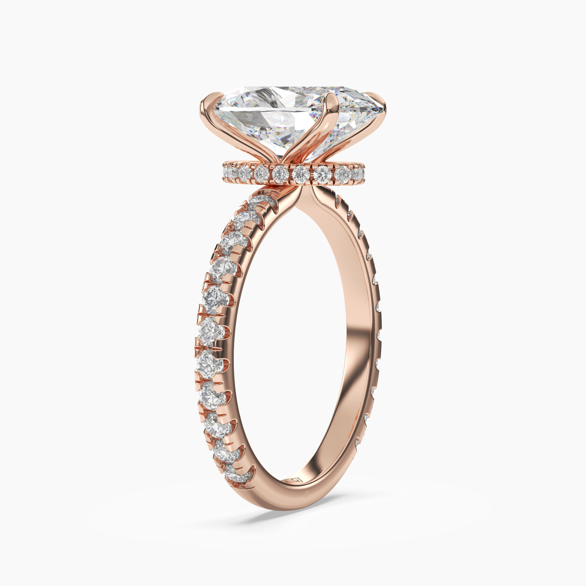 Daisy 5 Carat Oval Cut Pave Lab Grown Diamond Ring in 14K Yellow Gold - View 8