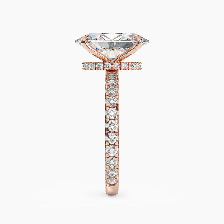 Daisy 3.5 Carat Oval Cut Pave Lab Grown Diamond Ring in 14K Yellow Gold - View 9