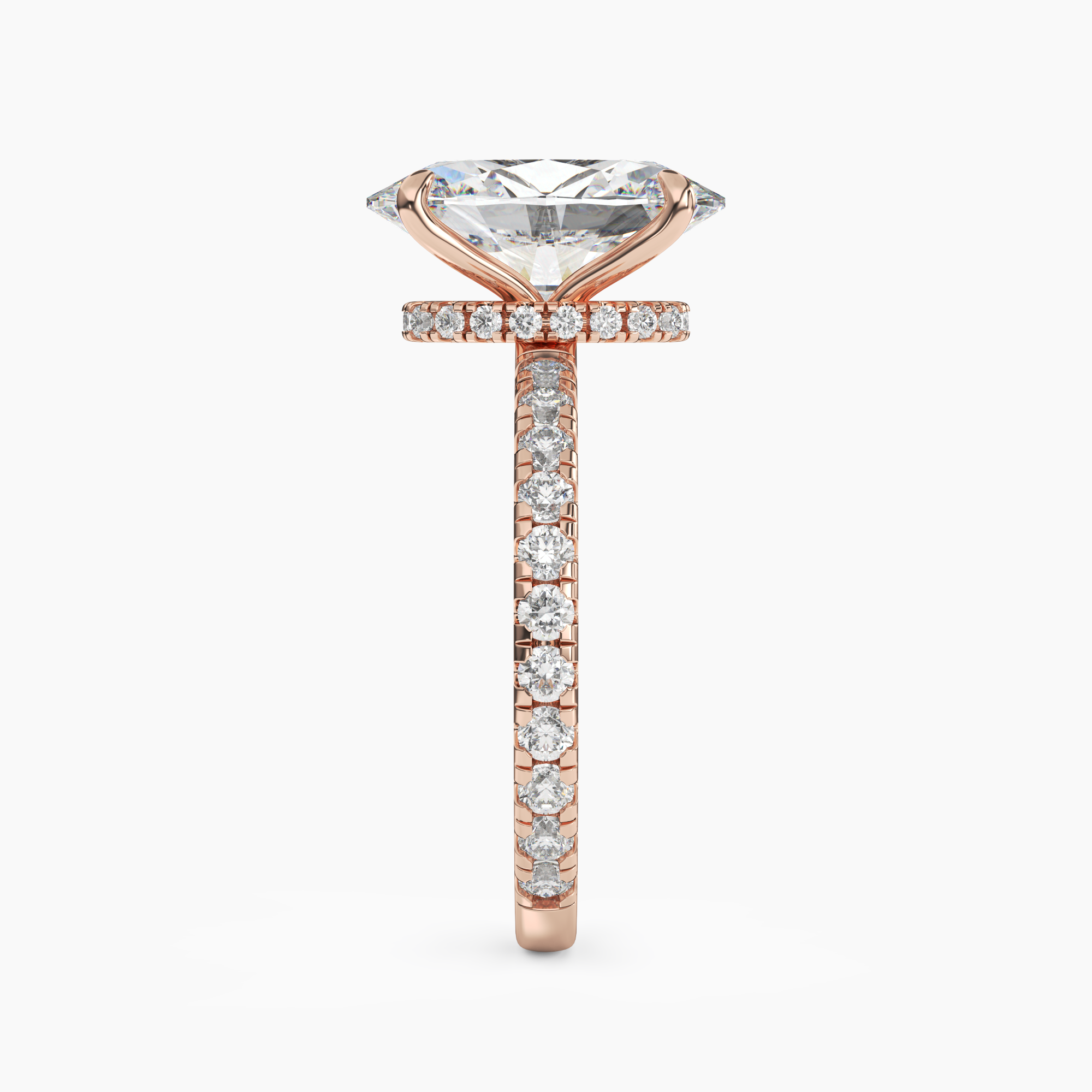 Daisy 4.5 Carat Oval Cut Pave Lab Grown Diamond Ring in 18K Rose Gold - View 3