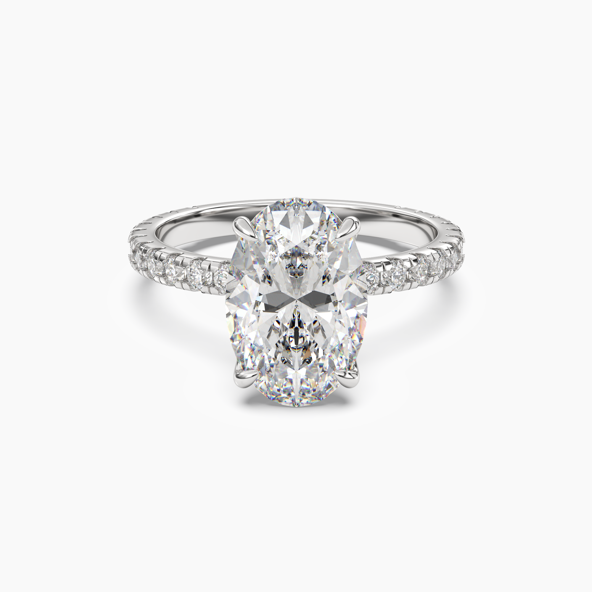Daisy 4.5 Carat Oval Cut Pave Lab Grown Diamond Ring in 18K Rose Gold - View 4